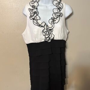 Womens S.L fashions Elegant Black and White Ruffle Dress size 12
